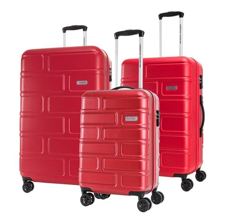 

American tourister bricklane hard luggage 3-piece set, ge380008 - red