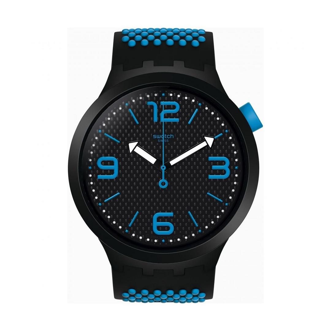 Swatch Bbblue Quartz Analog 47mm Unisex Rubber Watch (SO27B101)
