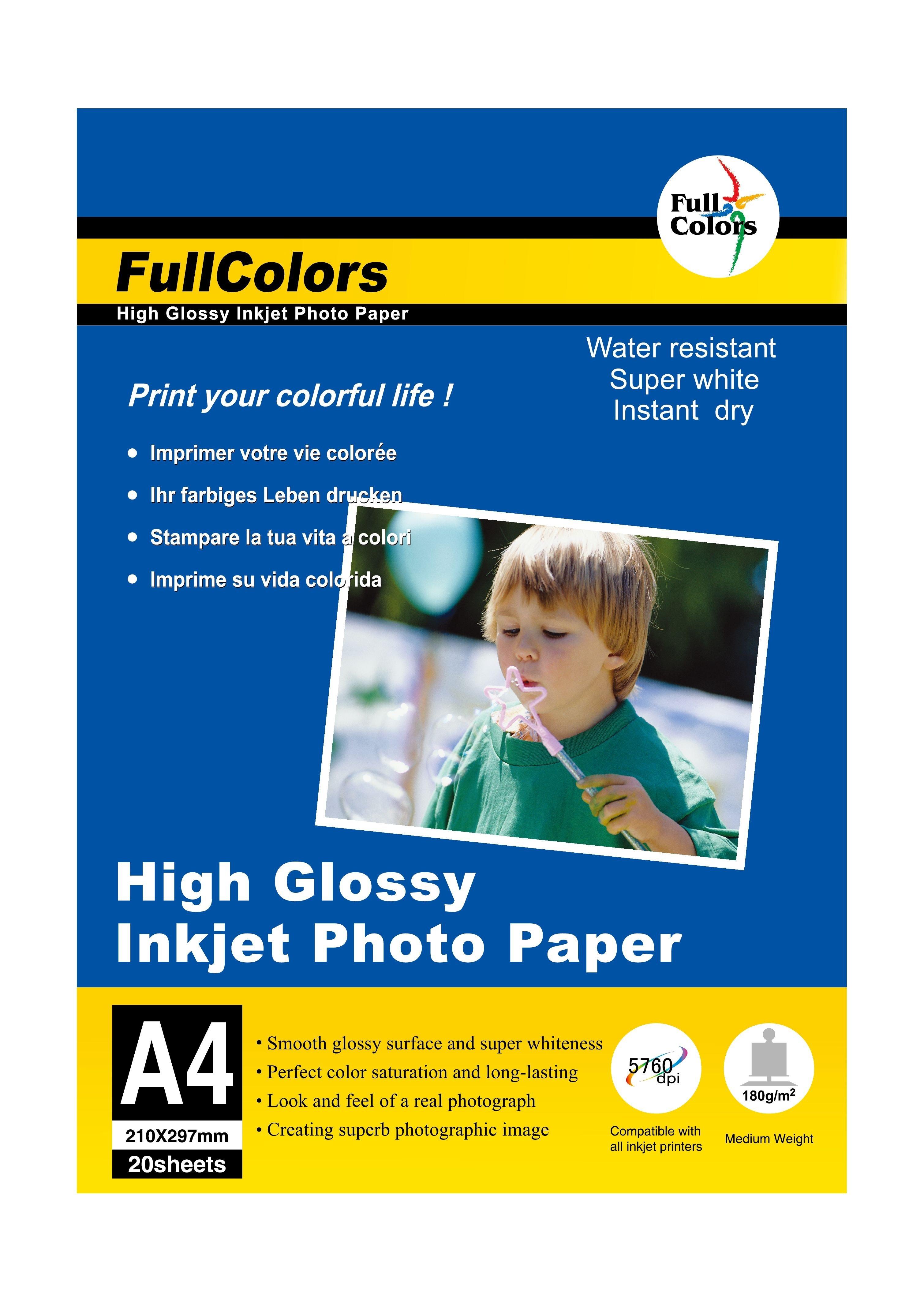 

Fullcolors glossy a4 180gsm photo paper - 20 sheets