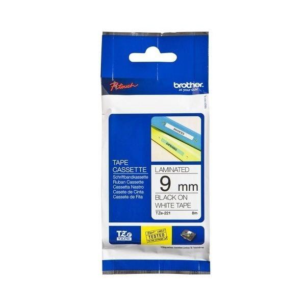 

Brother 9mm laminated label tape black on white (9tz221)