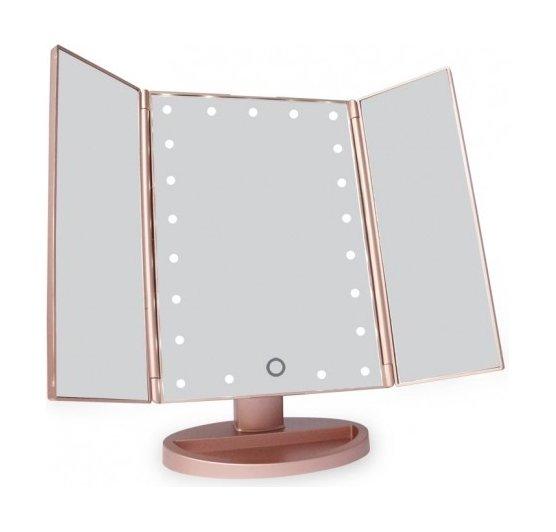 

Jyd trifold vanity led makeup mirror - rosegold