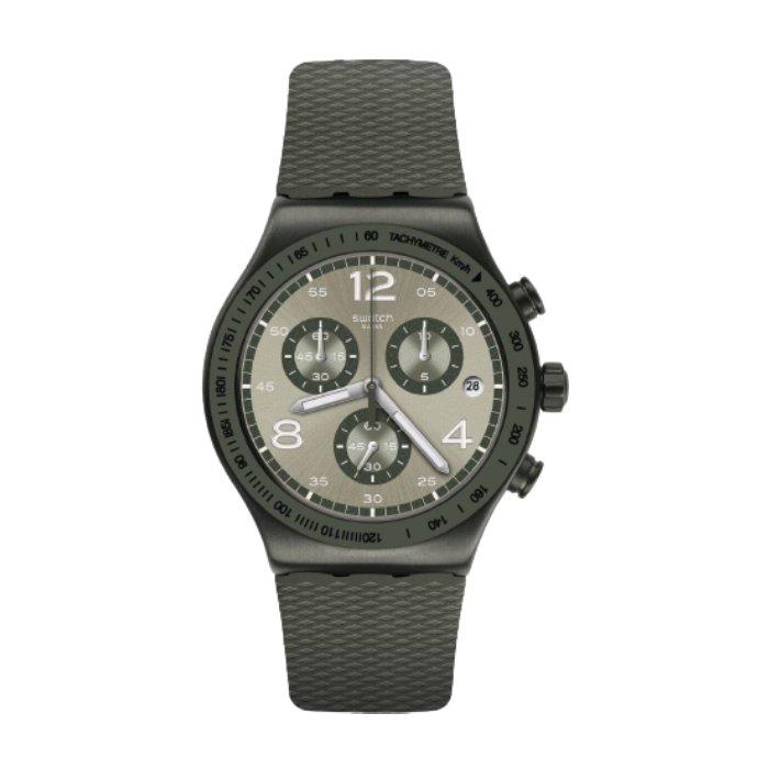 

Swatch quartz chronograph 43mm rubber gents watch (swayvm404)
