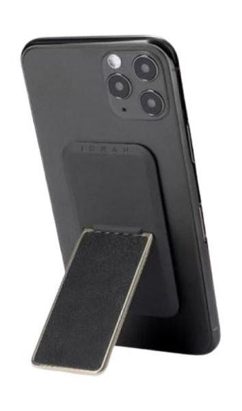 

Handlstick smooth leather smartphone holder- black/gold