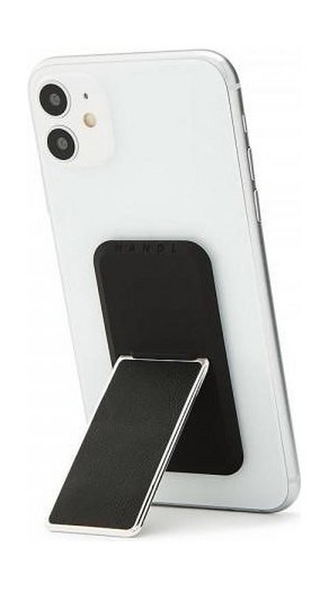 HANDLstick Smooth Leather Smartphone Holder- Black/Chrome