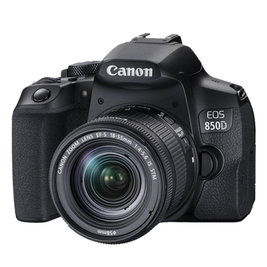 كاميرا كانون EOS 850D الرقمية بعدسة عاكسة DSLR + عدسة تثبيت الصور EF-S 18-55 ملم بفتحة f/4-5.6
