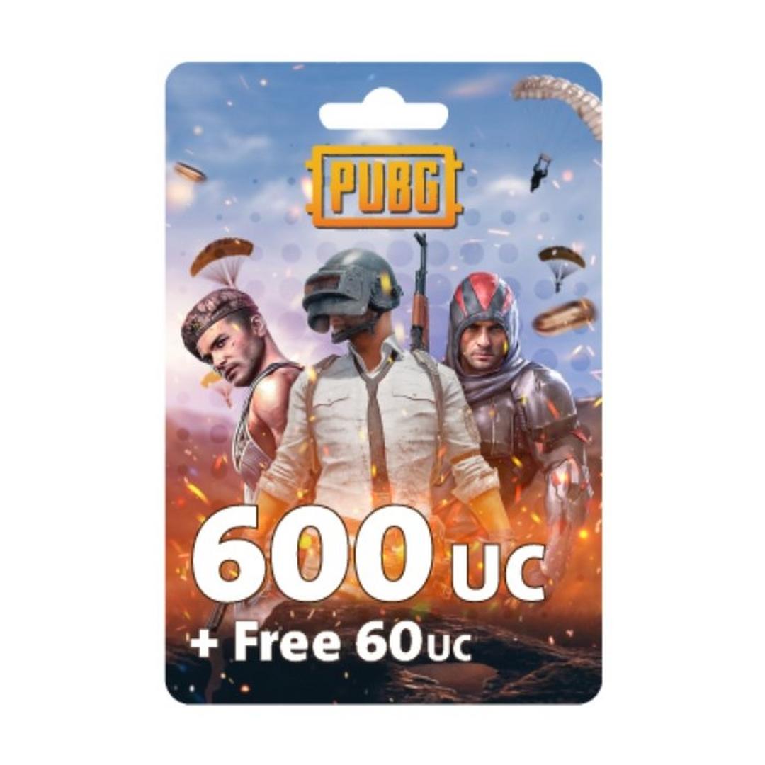 نقاط لعبة ببجي بقيمة (600 + مجاني 60 UC) - 9.99 دولار