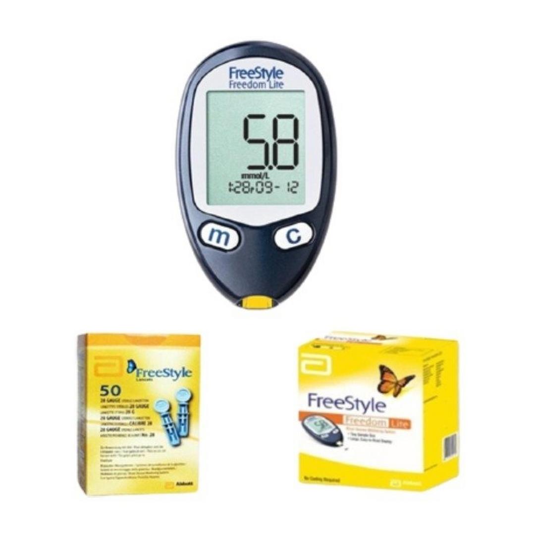 جهاز قياس السكر بالدم + 50 أبرة وخز + 50 شريطة من أومرون