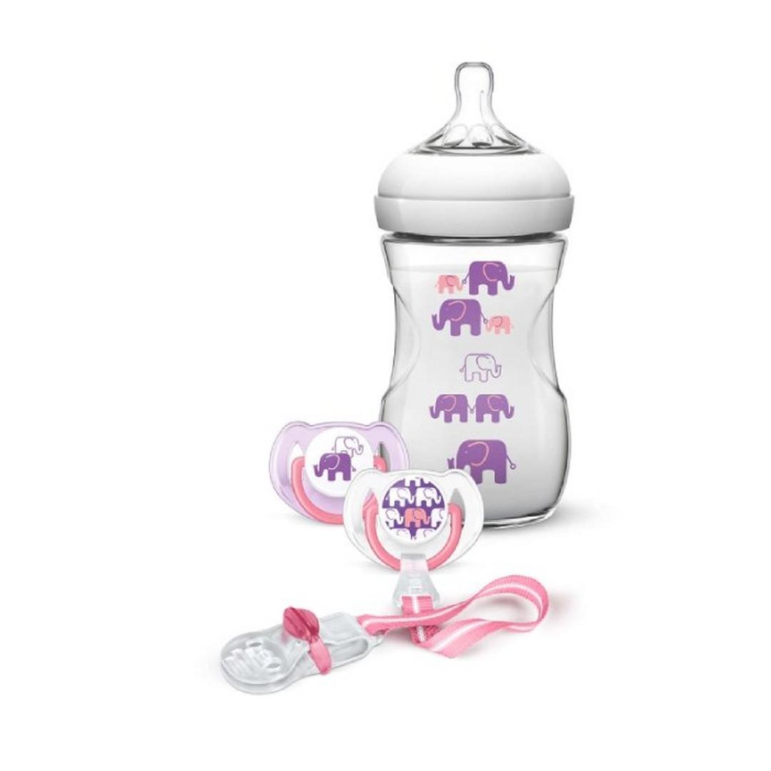 زجاجة الرضاعة تغذية طبيعية + لهاية من فيليبس أيفينت - المجموعة البنفسجية