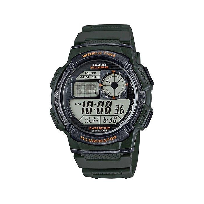 

Casio digital gents watch 44mm gro with resin strap (ae-1000w-3avdf) - olive