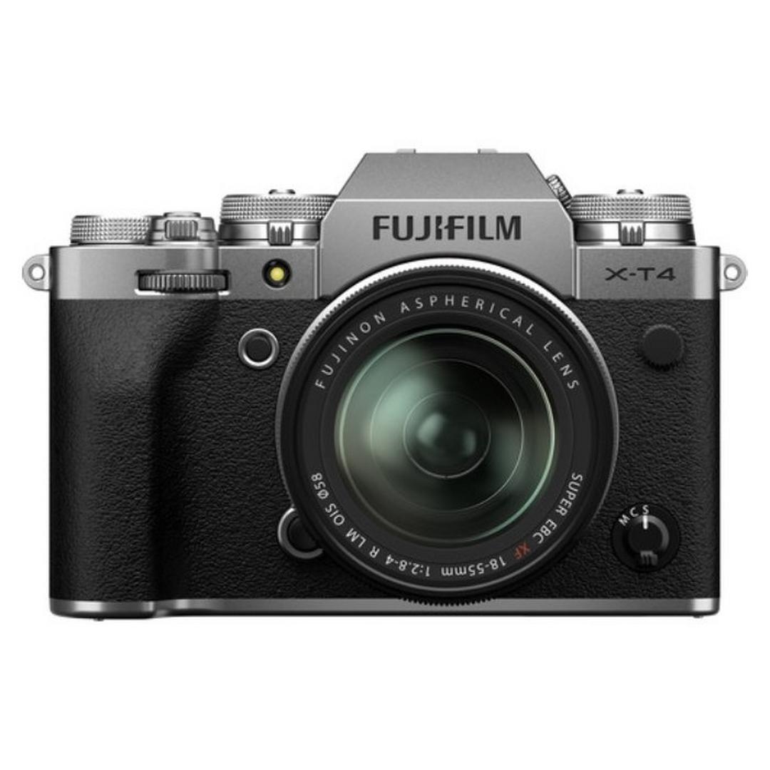 كاميرا فوجي فيلم X-T4 ديجيتال بدون مرآة مع عدسة 18-55 ملم - فضي