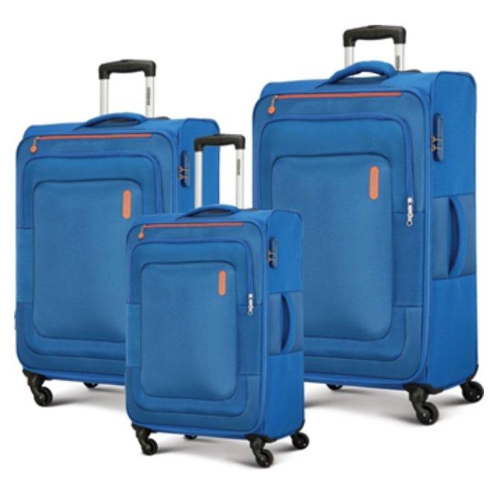 

American tourister duncan spinner soft 3 pieces set luggage - blue