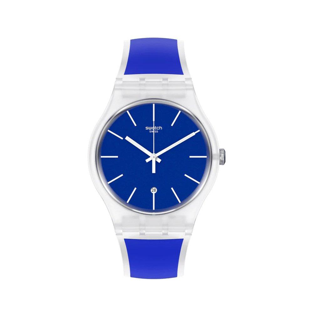 

Swatch blue trip unisex watch, 41mm, analog, silicone strap, swaso29k400 – blue