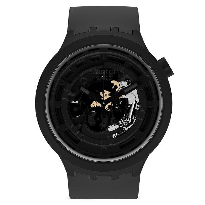 

Swatch bioceramic big bold men's watch, analog, 47, rubber srap, swasb03b100 - black