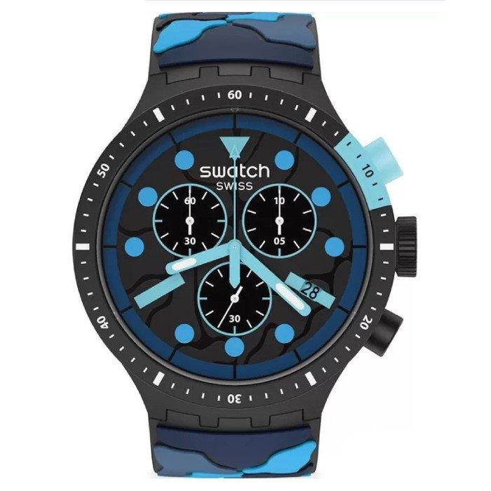 

Swatch big bold escapeocean men's watch, chronograph, 47,rubber srap, swasb02b408 - blu...