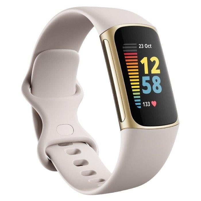 

Fitbit charge 5 fitness tracker - white / soft gold stainless steel