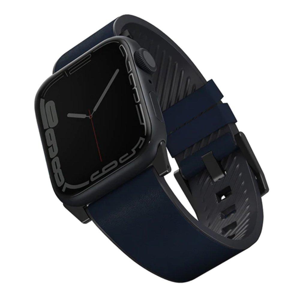 

Uniq straden leather waterproof strap for apple watch 45mm - blue