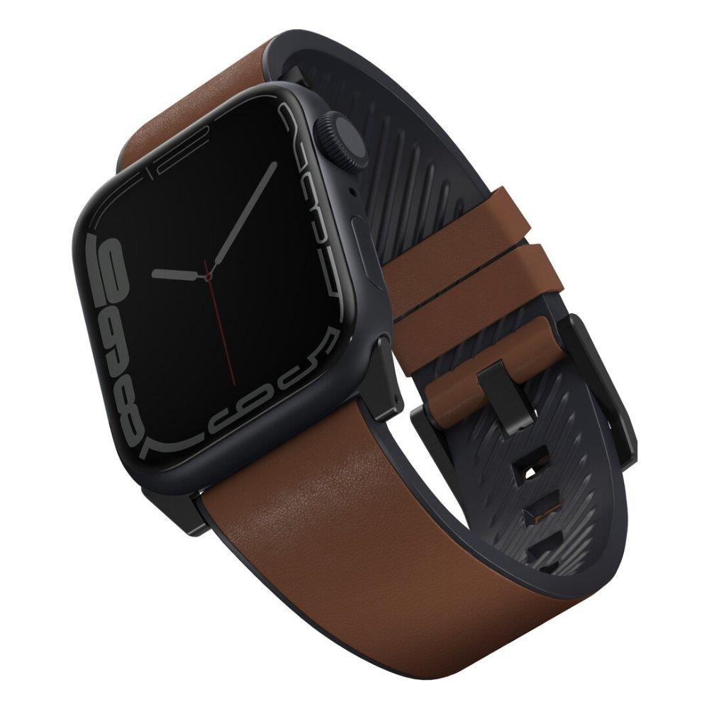 

Uniq straden apple watch series 45mm leather hybrid strap brown