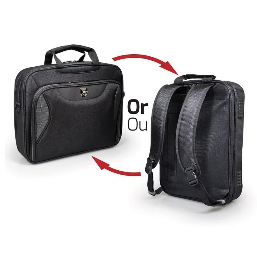 حقيبة لابتوب محمول وحقيبة ظهر بورت ديزاينز مانهاتن كومبو 15.6 بوصة | أسود