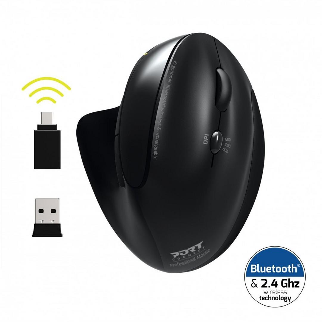 Port Mouse Ergonomic Rechargeable - Black (900706-BT)
