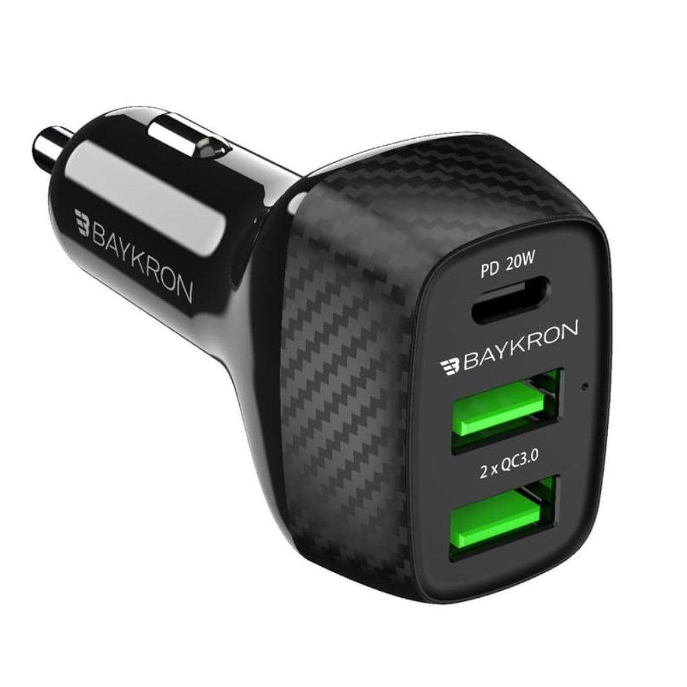 

Baykron 3 ports car charger - black