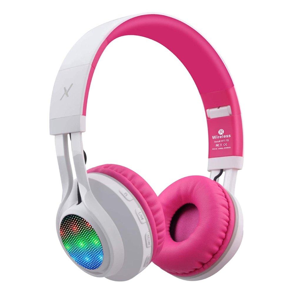 

Riwbox kids led wireless headphones - pink/white
