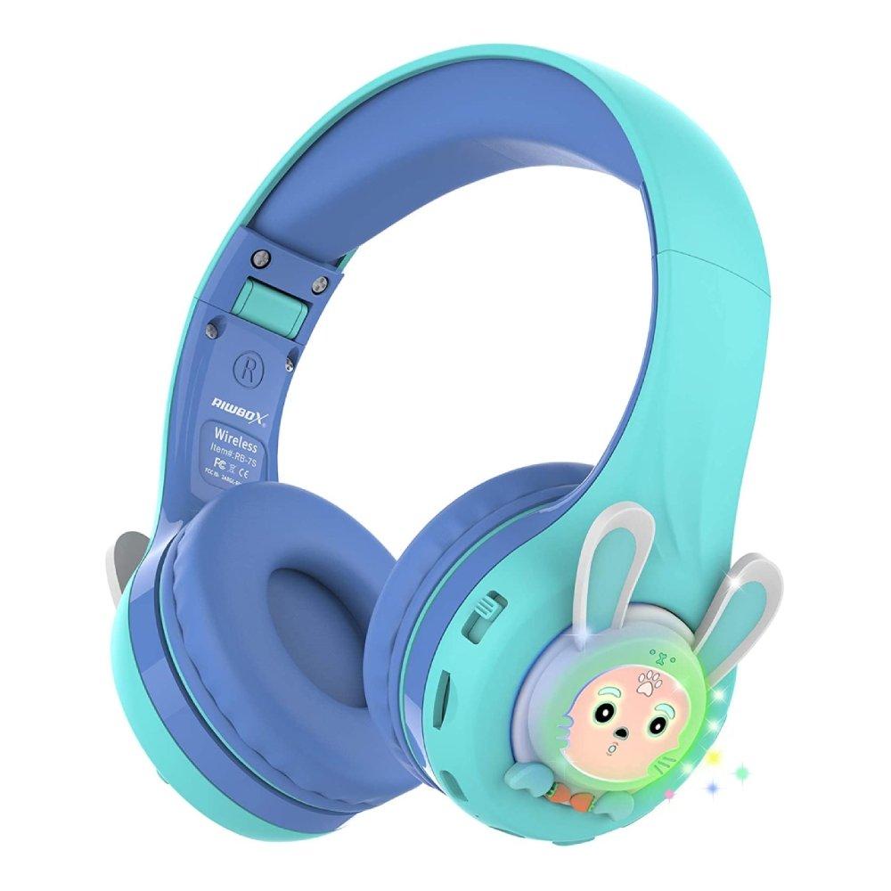 

Riwbox kids bluetooth rabbit headphones - blue/green