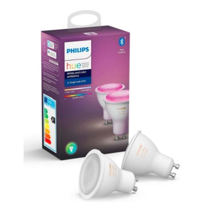 

Philips hue gu10 white and color light bulb, 2 pcs pack, 4. 3w, phi-929001953112 - white