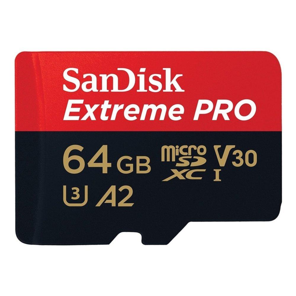 

Sandisk extreme pro microsd uhs i card 64gb 200mb/s read, 90mb/s write.
