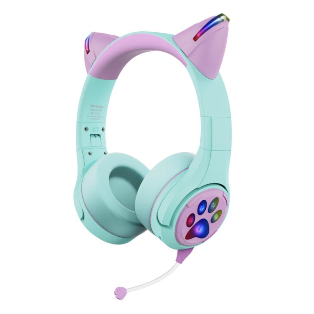 

Riwbox kids cat ears bluetooth headphones - purple / green