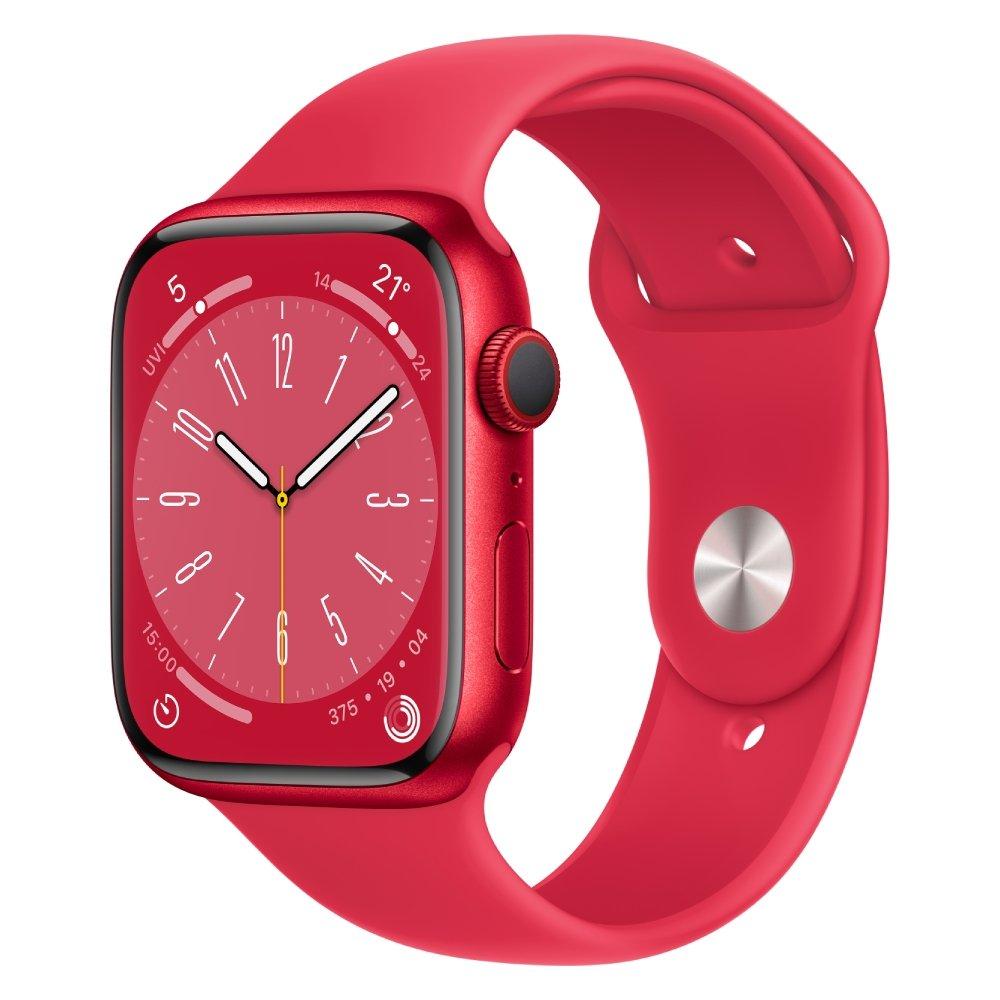 

Apple watch series 8 gps + cellular, 45mm, aluminium body, silicon strap - red