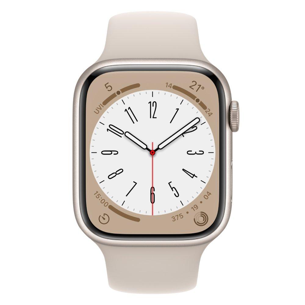 

Apple series 8 aluminum case watch with sport band, 41mm, gps, mnp63ae/a– starlight