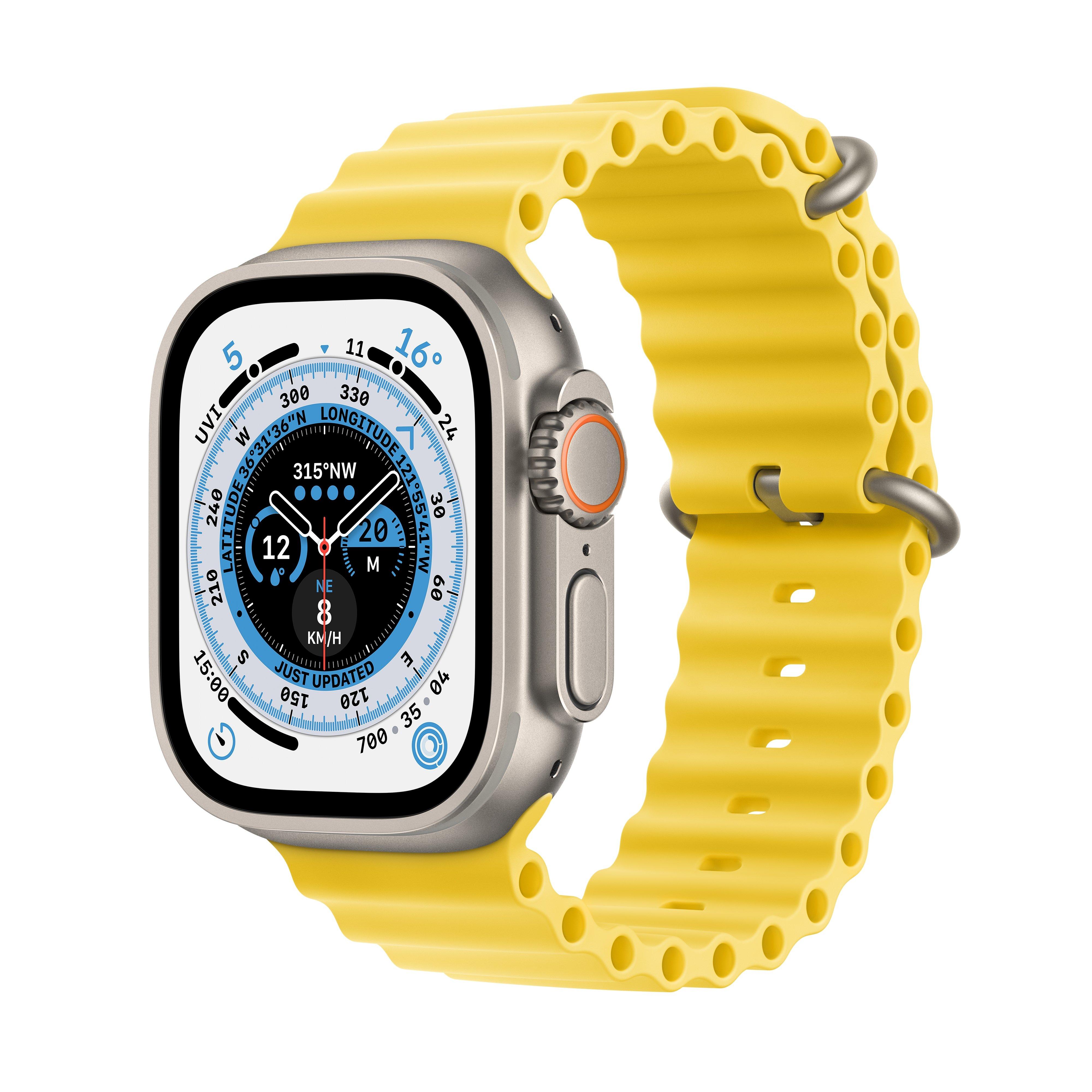 

Apple watch ultra gps + cellular, 49mm titanium case with yellow ocean band