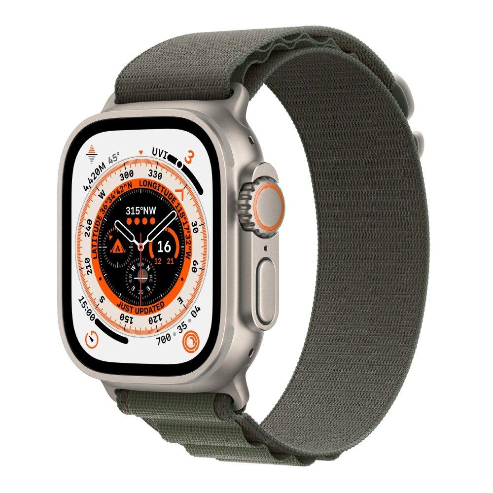 

Apple watch ultra gps + cellular, 49mm titanium case with green alpine loop - small