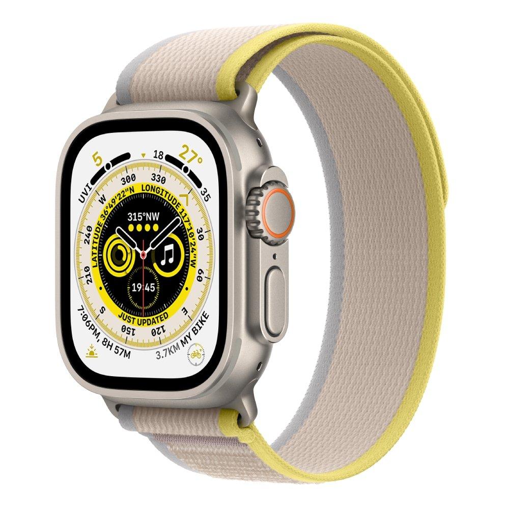 

Apple watch ultra gps + cellular, 49mm titanium case with yellow/beige trail loop - m/l