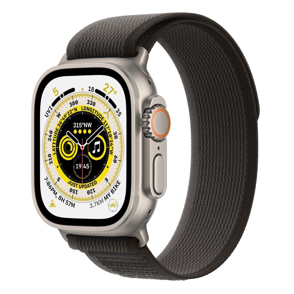 

Apple watch ultra gps + cellular, 49mm titanium case with black/gray trail loop - s/m