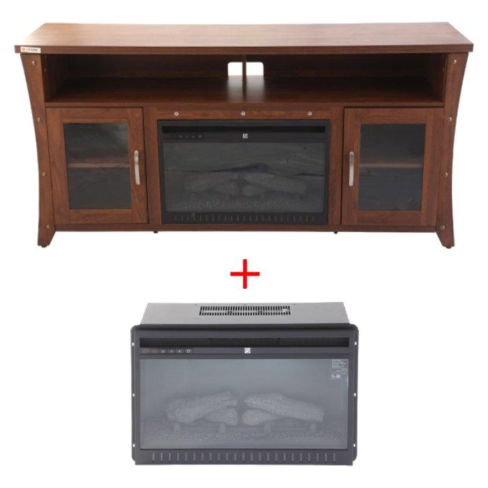 

Wansa 80" tv stand with electric fireplace, a471-2 (set) - brown