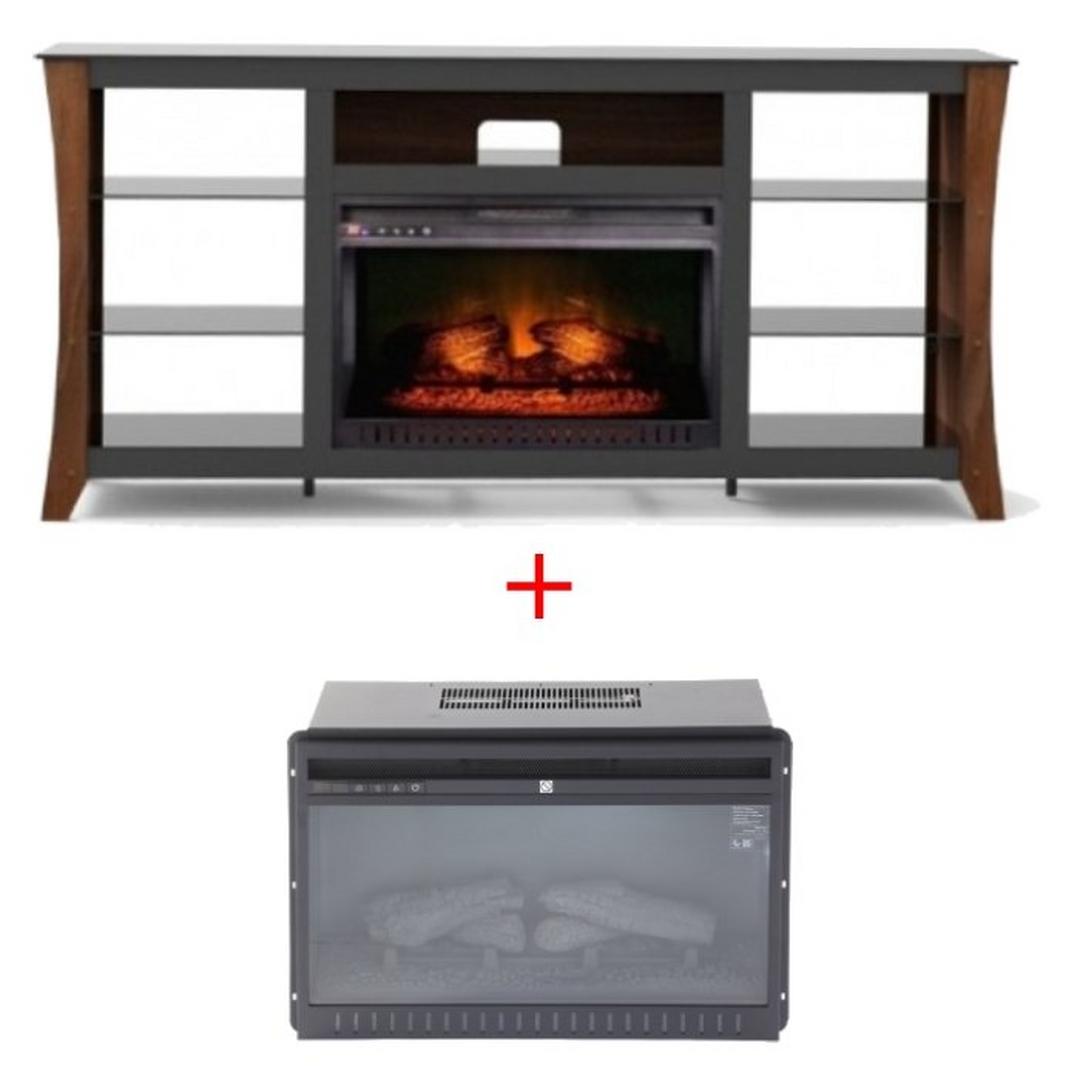Wansa Upto 75-inch TV Stand with Fireplace Insert (WSM075F66) + Fireplace insert for TV Stand (SF122-26A)