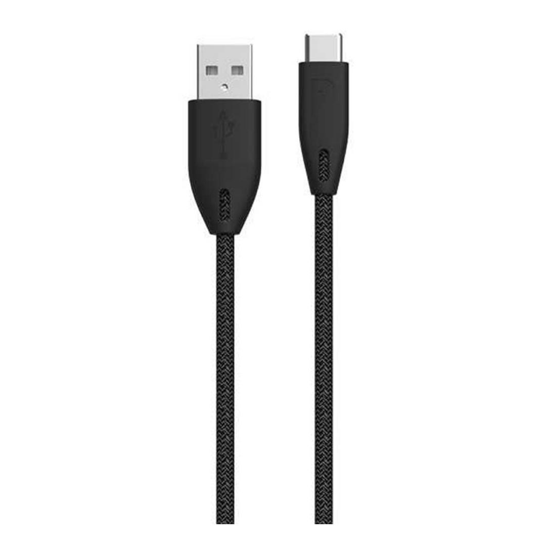 Powerology Braided USB-A to USB-C 1.2m Cable - Black