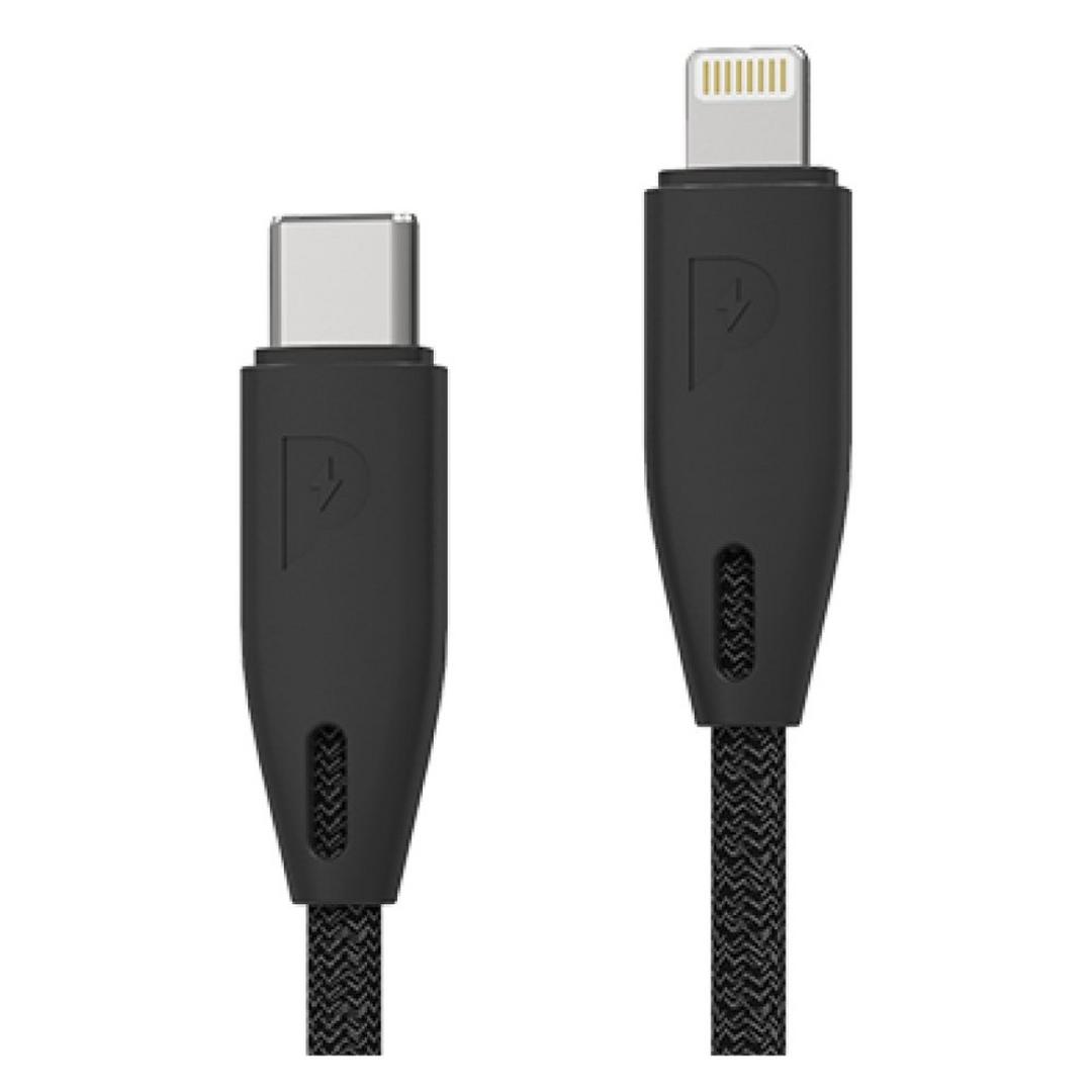 Powerology Braided USB-C to Lightning 1.2m Cable - Black