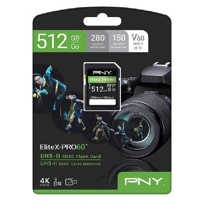 

Pny elitex-pro60 uhs-ii sdxc memory card, 512gb - p-sd512v60280exp6-ge