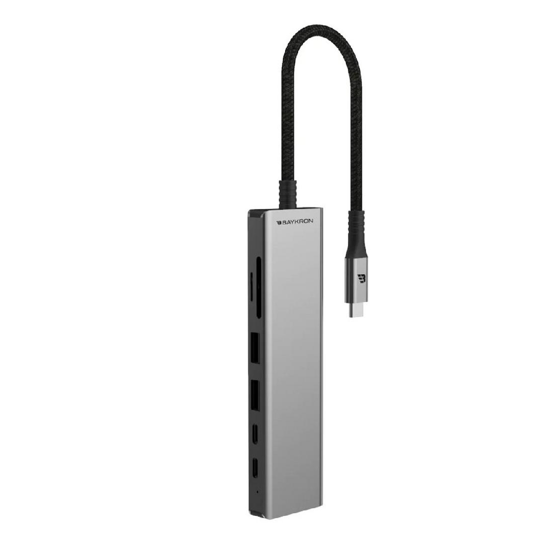 BAYKRON Premium Explorer Hub, USB-C PD100W, USB 3.0, 4K HDMI, BA-CC-001- Silver