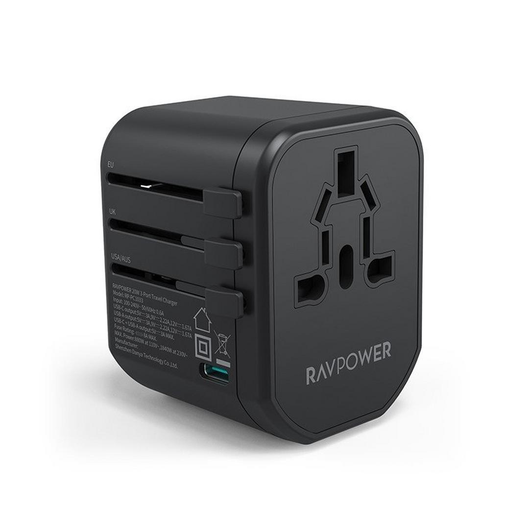 Ravpower (PC1033 Pd) Pioneer, 20 Watts, 3-Port - Travel Charger