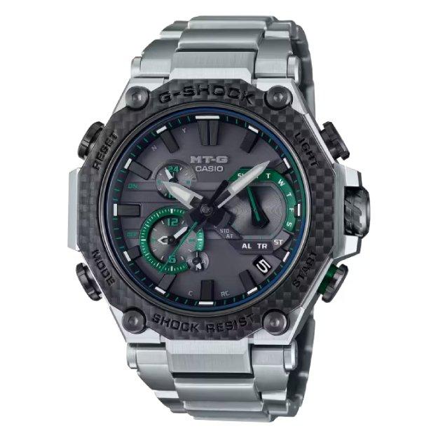 

Casio g- shock analog watch for men, 55mm, stainless steel band, mtg-b2000xd-1adr - silver