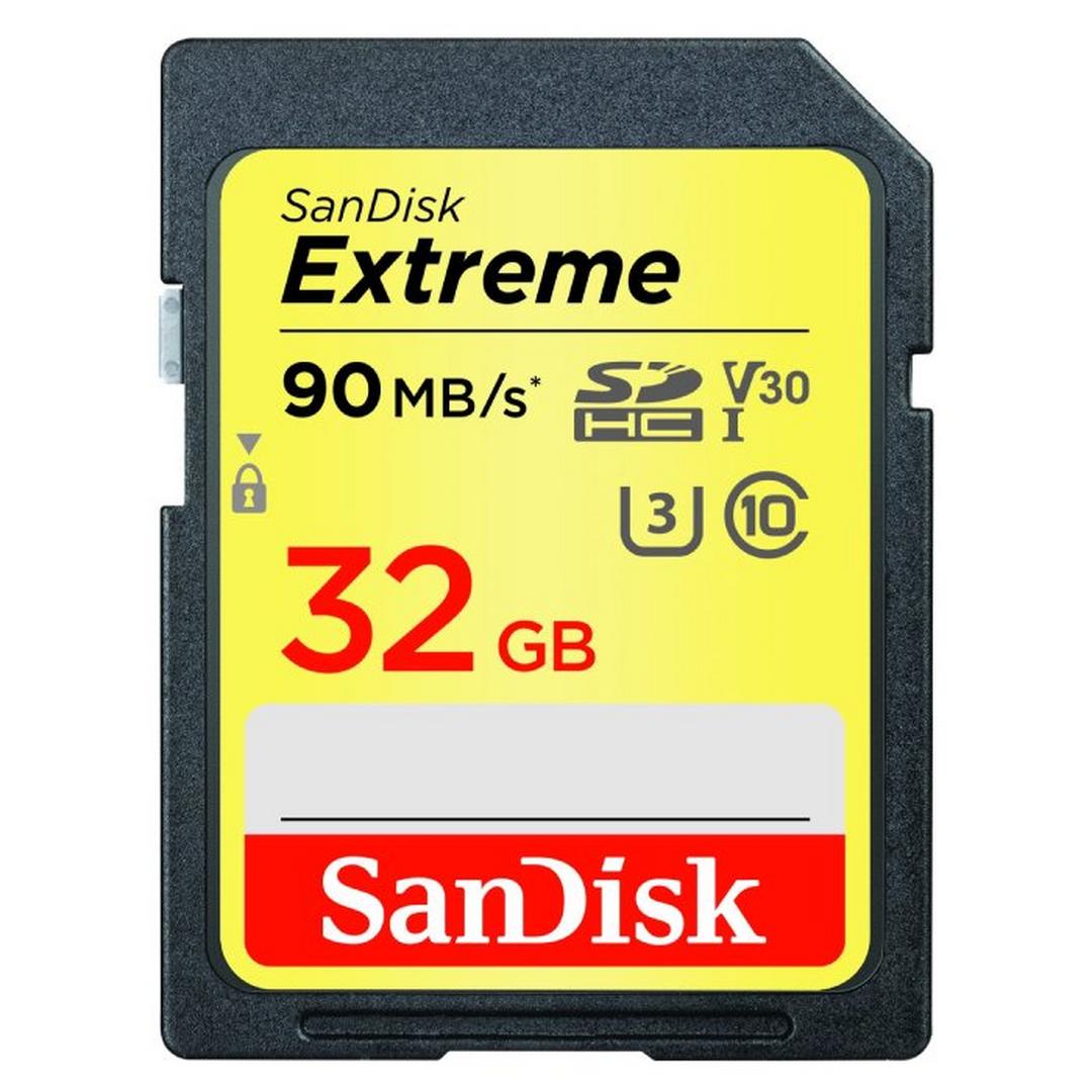 Sandisk UHS-I SDHC Extreme Memory Card, 32GB, 90Mb/S, Pack of 2 - SDSDXVE-032G-GNCIN