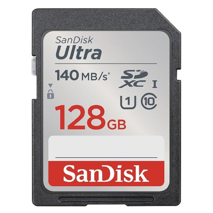 

Sandisk ultra uhs-i sdxc memory card, 128gb, 140mb/s - sdsdunb-128g-gn6i