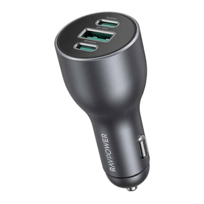 

Ravpower 100w global car charger, 3 ports, rp-vc1011 - gray