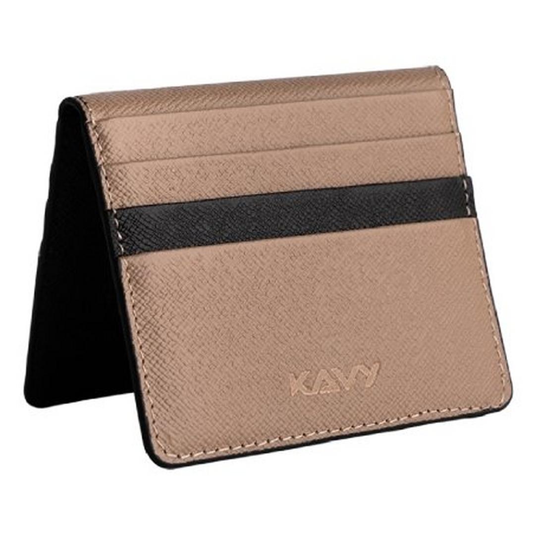 Kavy Leather Slim Wallet with Front Pocket - Beige
