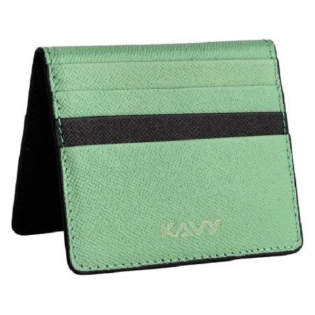 

Kavy leather slim wallet with front pocket - tiffany
