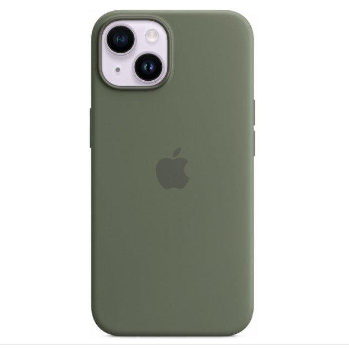 

Apple iphone 14 silicone case with magsafe, mqu83zm/a - olive