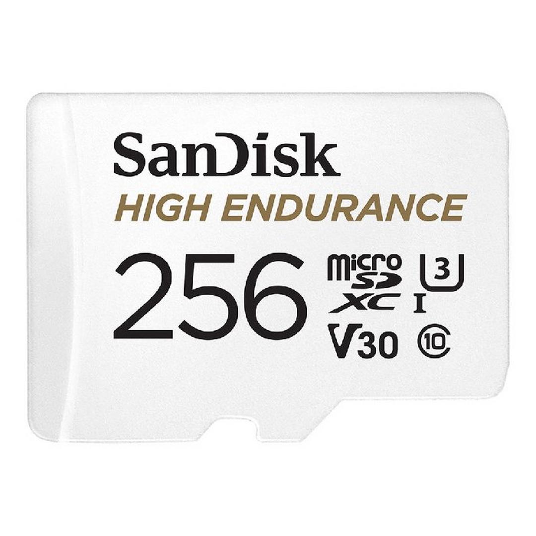 بطاقة ذاكرة مايكرو اس دي اكس سي عالية التحمل من سانديسك، 256 جيجابايت + محول اس دي، SDSQQNR-256G-GN6IA - أبيض